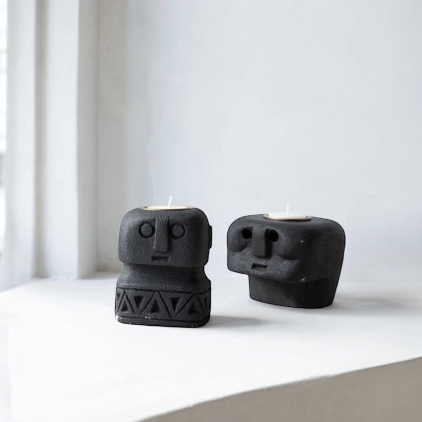 Bazar Bizar Kerzenhalter Sumba Stein Nr. 27 Schwarz