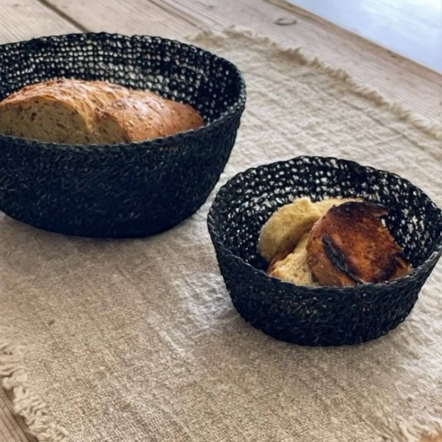 Häkelkorb Abaca Schwarz