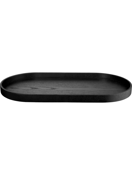 Tablett Wood Oval Schwarz