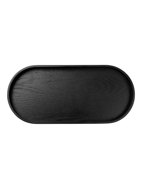 Tablett Wood Oval Schwarz