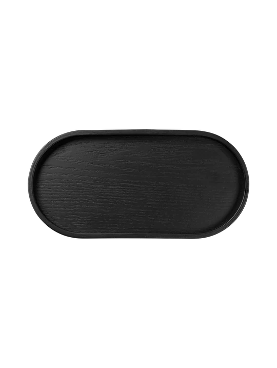 Tablett Wood Oval Schwarz