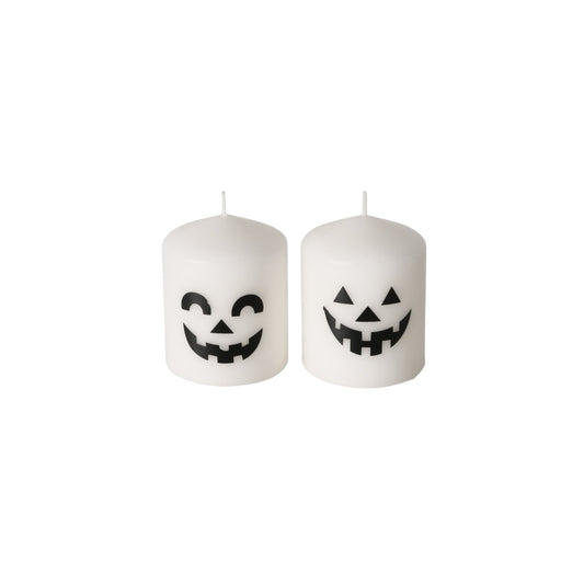 Boltze Stumpenkerzen Boo (2-er Set) Schwarz-Weiss